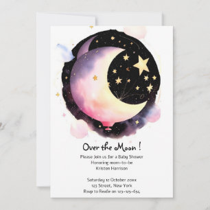 Moon & Stars Dreams: Baby Girl Celestial Shower Invitation