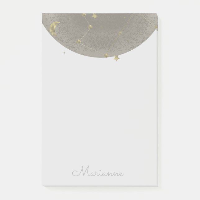  Moon Stars Faux Gold  Post-it Notes (Front)