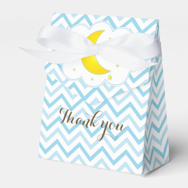 Moon & Stars Favour Boxes-Blue & Yellow Favour Box (Front Side)