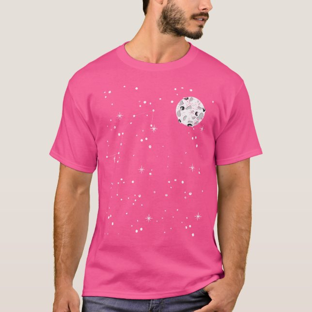Moon Stars Galaxy Outer Space Celestial Bodies Ast T-Shirt (Front)