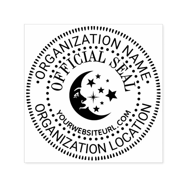 Moon Stars Generic Custom Official Seal Nm Loc URL Self-inking Stamp (Design)
