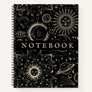 Moon Stars Magical Cosmic Spiral Notebook