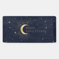 Moon Stars Midnight Blue Banner