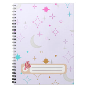 Moon & Stars  Minimalist Lavender Notebook