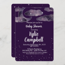 Moon, Stars, Night Sky Baby Shower Invitation