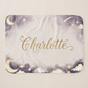 Moon Stars Nursery Blanket Custom Name Charlotte