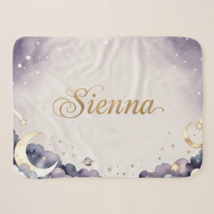 Moon Stars Nursery Blanket with Custom Name Sienna
