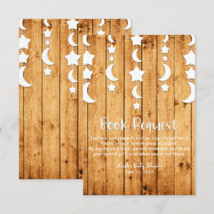 Moon & Stars Oak Wood Book Request Baby Shower Invitation