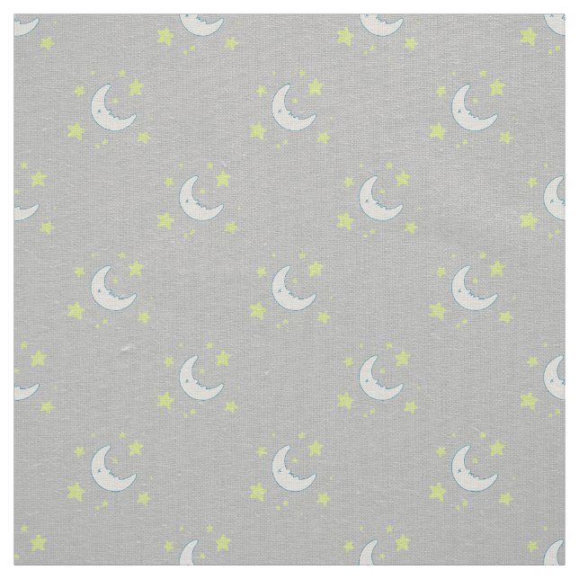 Moon & Stars Original Textile Print - Grey Fabric (Swatch)