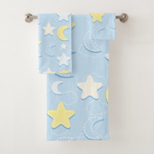 Moon & Stars Pattern Bath Towel Set