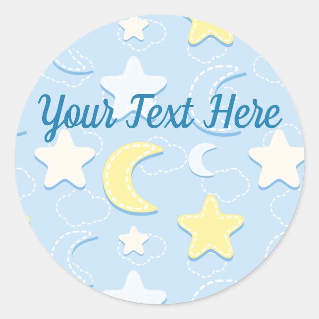 Moon & Stars Pattern Classic Round Sticker (Front)