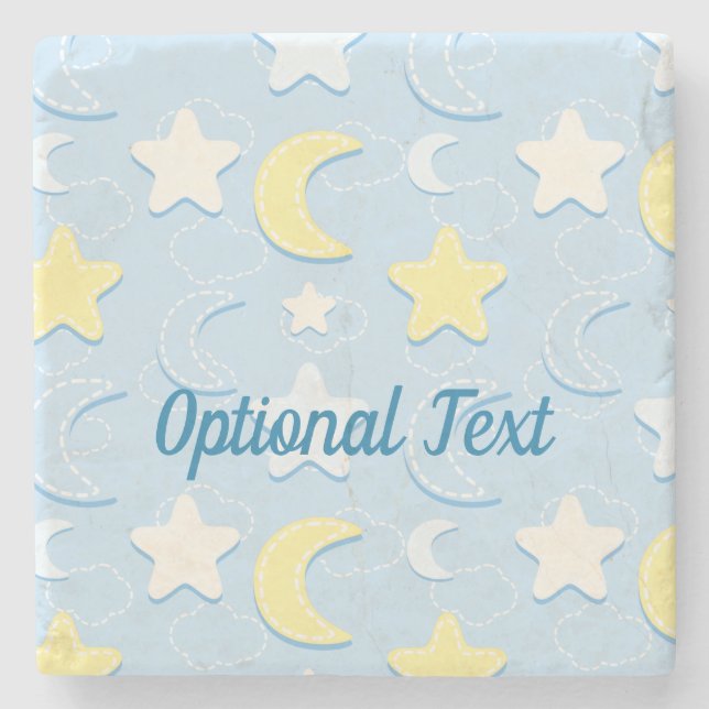 Moon & Stars Pattern Stone Coaster (Front)