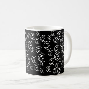 Moon, Stars, sky  black white pattern Coffee Mug