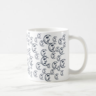 Moon, Stars, sky  navy blue white pattern Coffee Mug