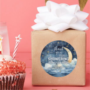 Moon Stars Starry Night Baby Shower Sticker