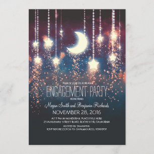 Moon Stars & String Lights Engagement Party Invitation