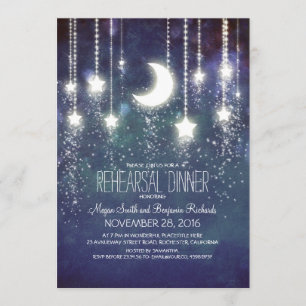 Moon Stars & String Lights Rehearsal Dinner Invitation