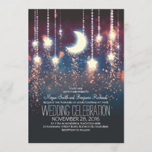 Moon Stars & String Lights Summer Wedding Invitation