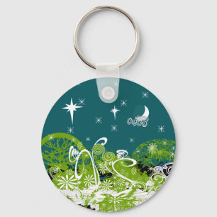 Moon Stars Swirl Paint Splat Key Ring