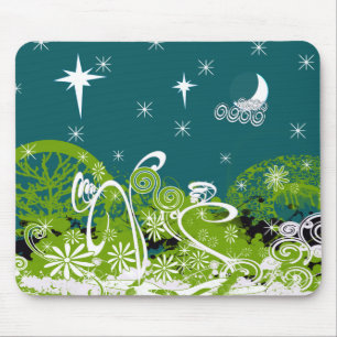 Moon Stars Swirl Paint Splat Mouse Mat