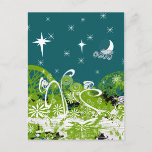 Moon Stars Swirl Paint Splat Postcard