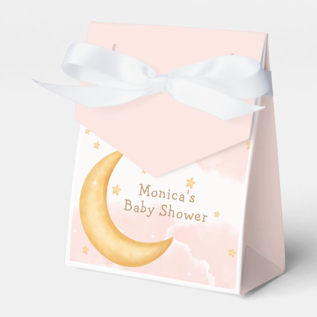 Moon Stars Twinkle Twinkle Girl Baby Shower Favour Box (Front Side)
