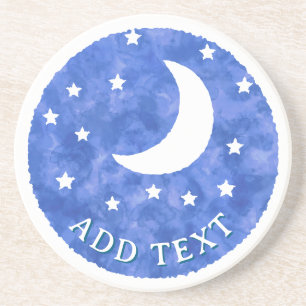 Moon Stars Watercolor Decor  Coaster