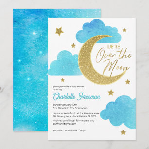 Moon & Stars Whimsical Starry Night Baby Shower Invitation