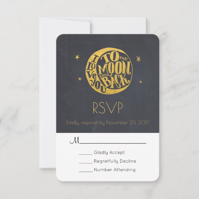 Moon & Stars With Romantic Saying Wedding RSVP (Front)