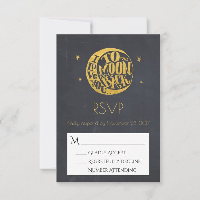 Moon & Stars With Romantic Saying Wedding RSVP (Front)
