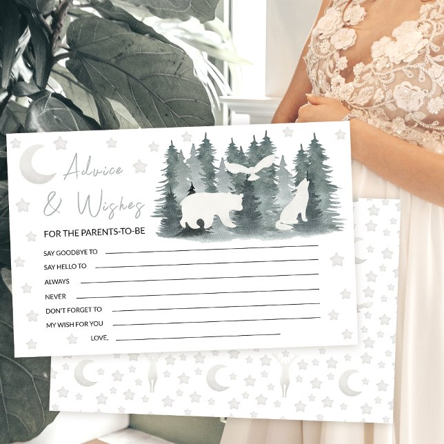 Moon stars woodland baby shower parent advice card (Creator Uploaded)