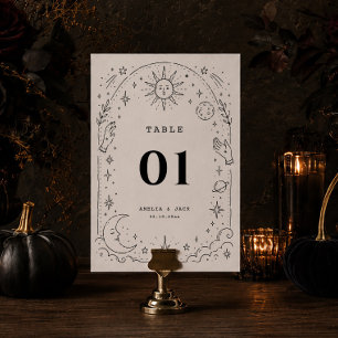 Moon Stars Zodiac Celestial Wedding Table Number