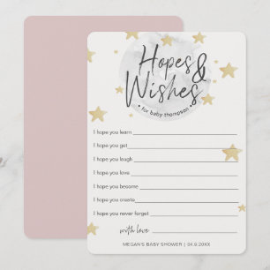Moon Starts Hopes & Wishes Girl Baby Shower Card