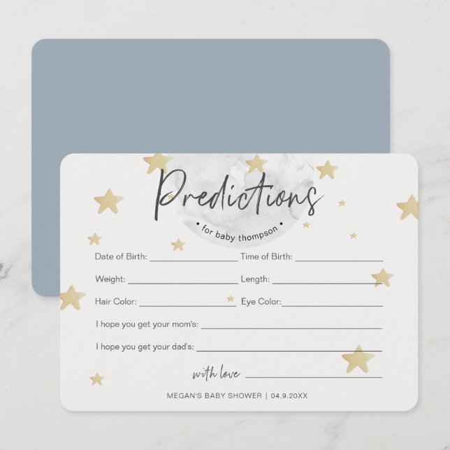 Moon Starts Predictions Boy Baby Shower Card (Front/Back)