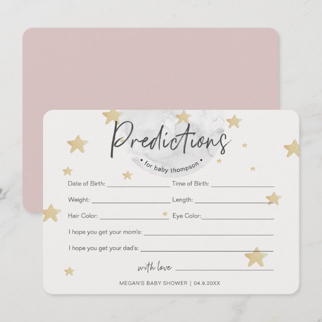Moon Starts Predictions Girl Baby Shower Card (Front/Back)