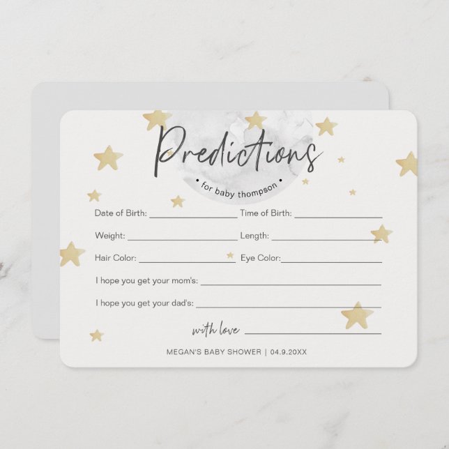 Moon Starts Predictions Neutral Baby Shower Card (Front/Back)