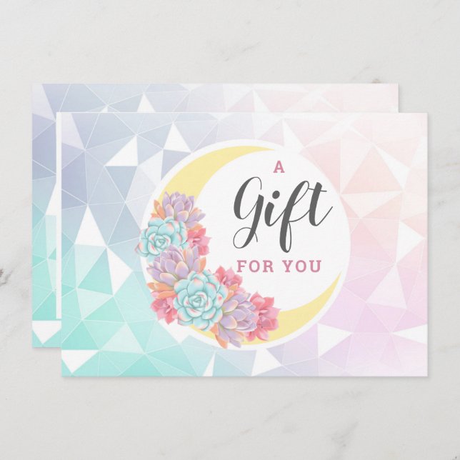 Moon & Succulents Mystic Gift Certificate Card (Front/Back)