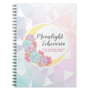 Moon & Succulents Pastel Mystic Boho Floral Cactus Notebook