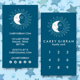 Moon & Sun Chic Elegant Line Drawing CUSTOM Loyalty Card