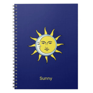 Moon & Sun Conjunction on Navy Blue Notebook