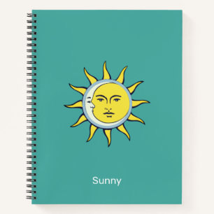 Moon & Sun Conjunction on Teal Notebook