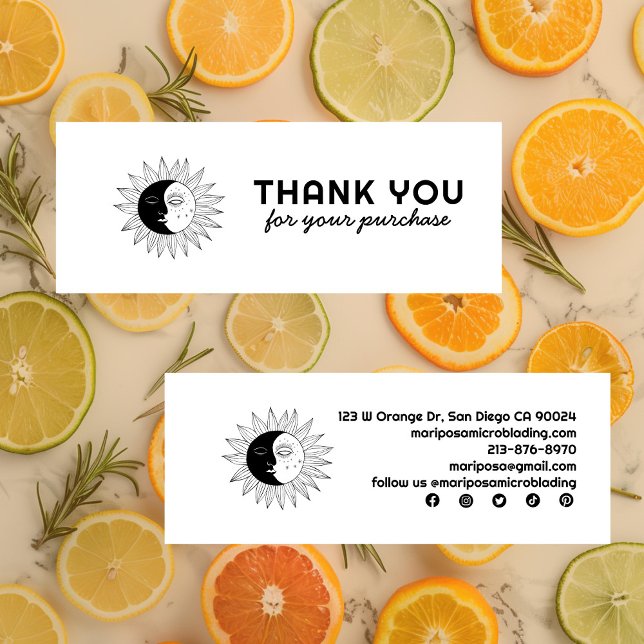 Moon & Sun Elegant Customer Order Thank You BW Mini Business Card (Moon & Sun Elegant Customer Order Thank You Black & WHite Mini Business Card
)