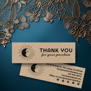 Moon & Sun Elegant Customer Thank You Kraft Mini Business Card
