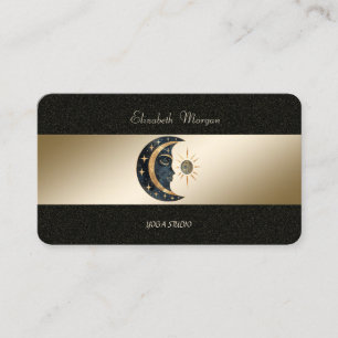 Moon Sun Gold Black Yoga Studio  Business Card