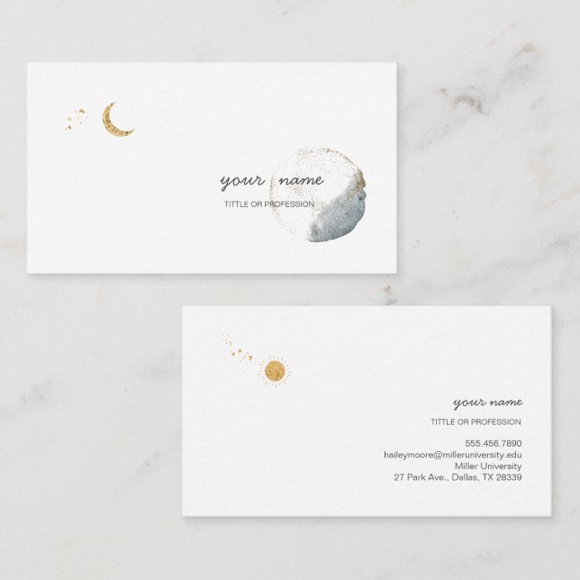 Moon, Sun, Planet Simple Business Card, Business C Card (Front/Back)