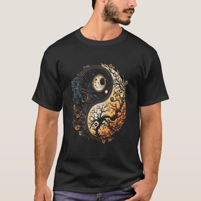 Moon Sun Yin Yang Day and Night  2 T-Shirt (Front)