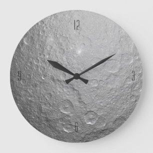 Moon Surface in Outer Space Large Clock