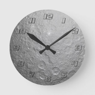 Moon Surface in Outer Space Round Clock