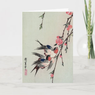 Moon, Swallows, and Peach Blossoms, Ando Hiroshige Card