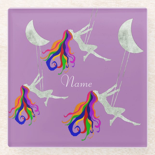 Moon Swinging Redhead Thunder_Cove  Glass Coaster (Front)